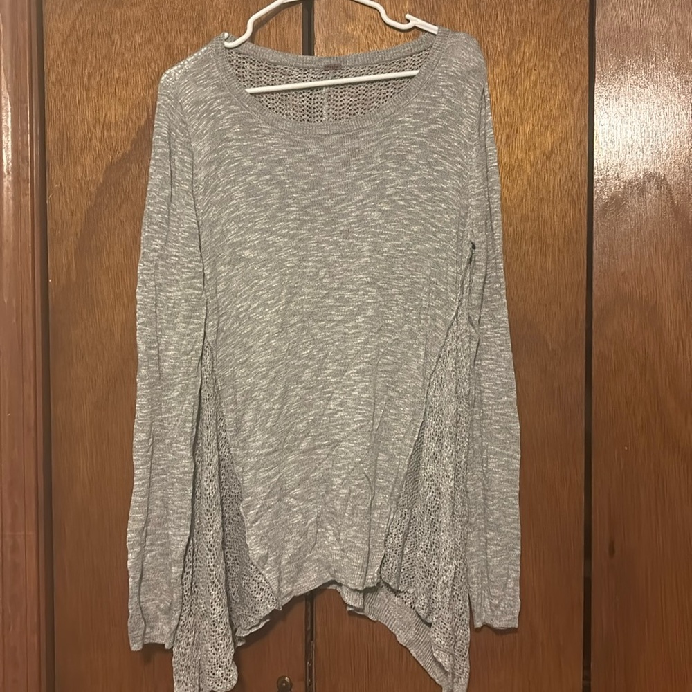 Poof! Crochet sweater grey XL NWOT